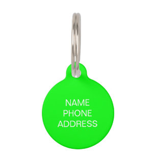 Eenvoudige aangepaste neon groene contactinfo huisdierpenning