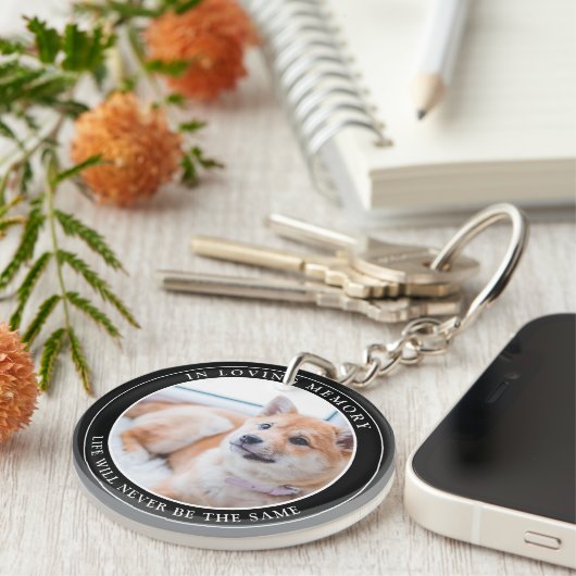 Eenvoudige aangepaste Pet Memorial-foto Sleutelhanger (Voorkant Rechts)
