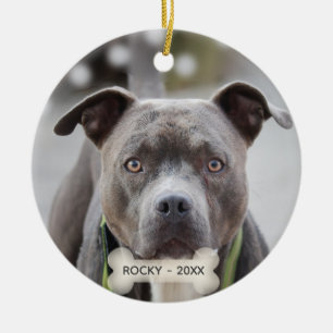 Eenvoudige aangepaste Pit Bull-hondsfoto Keramisch Ornament