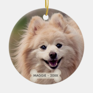 Eenvoudige Aangepaste Pomeranian Hond Foto Keramisch Ornament