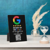 Eenvoudige aangepaste QR-code Google Review Zwart Fotoplaat (Zijkant)