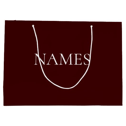 Eenvoudige aangepaste scriptnaam in donkerrood en groot cadeauzakje (Achterkant)