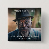 Eenvoudige aangepaste tekst begrafenis/herdenkings vierkante button 5,1 cm (Voorkant)