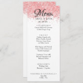 Eenvoudige aangepaste tekst roze glitter Weddenren Menu (Voorkant / Achterkant)
