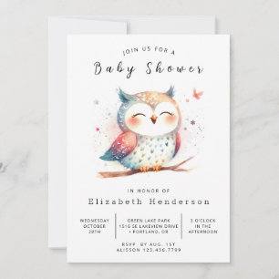 Eenvoudige aangepaste uil Baby shower Kaart