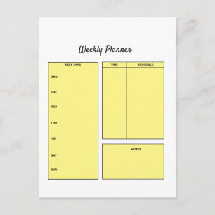 eenvoudige aangepaste wekelijkse planner takenlijs briefkaart