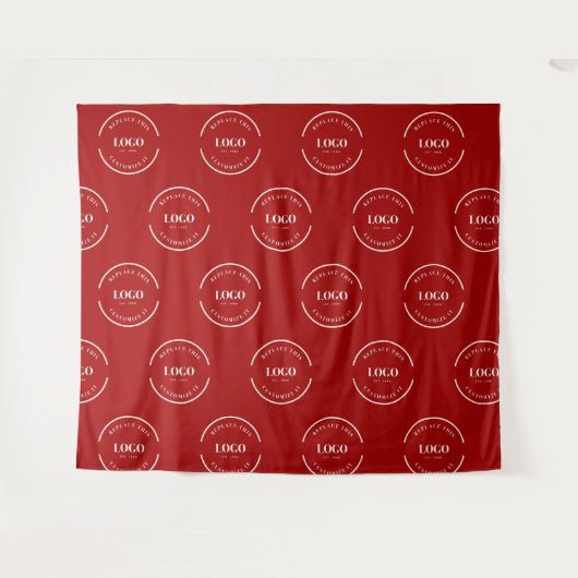 Eenvoudige aangepaste witte logo stap- en herhaalr wandkleed (Voorkant (horizontaal))