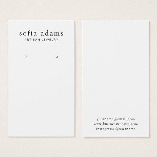 Eenvoudige, aangepaste zwarte en witte draagtas visitekaartje (Voorkant /achterkant)