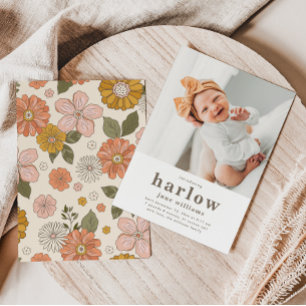 Eenvoudige aankondiging foto geboorte   Girl Birth