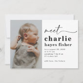 Eenvoudige aankondiging foto geboorte | Jongeengeb (Voorkant)