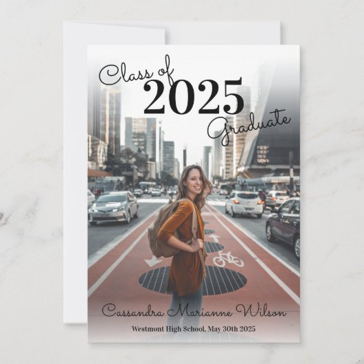 Eenvoudige aankondiging van Afstuderen van foto's  (Voorkant)