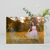 Eenvoudige aankondiging van Elegant Gold Afstudere (Staand Voorkant)