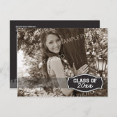 Eenvoudige aankondiging van foto-Afstuderen (zwart (Voorkant / Achterkant)