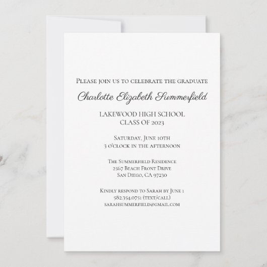 Eenvoudige aankondiging van het Afstuderen van de  (Achterkant)