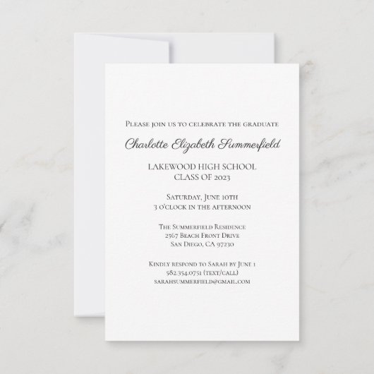 Eenvoudige aankondiging van het Afstuderen van Ele (Achterkant)