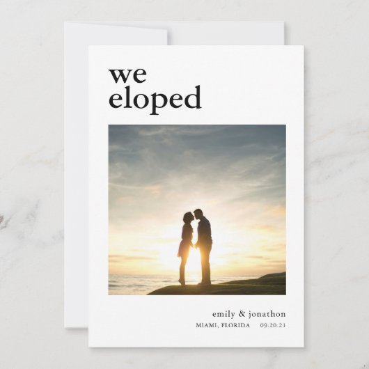 Eenvoudige aankondiging van het fotohuwelijk (Voorkant)