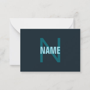 Eenvoudige aanpasbare monogramnaam in vetdruk notitiekaartje