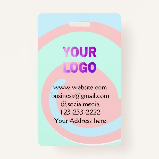 eenvoudige add your logo/design here text pos badge (Voorkant)