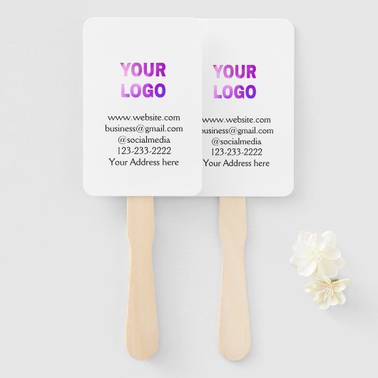 eenvoudige add your logo/design here text pos handwaaier (Voorkant en achterkant)