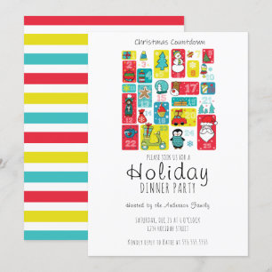 Eenvoudige Advent Kalender Vakantie Diner Party Kaart