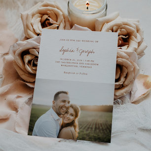 Eenvoudige afbeelding Terracotta Photo Wedding Kaart