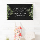 Eenvoudige afbraak Mr & Mrs Wedding Spandoek (Insitu)