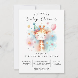 Eenvoudige afdrukbare Giraffe Baby shower Kaart