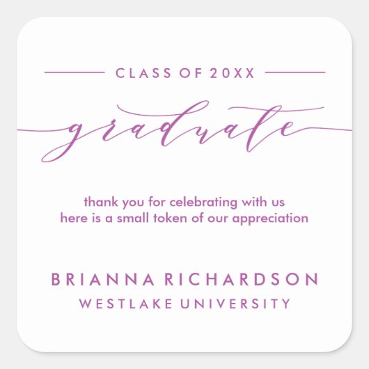 EENVOUDIGE AFSLOOTDIplOOMCALLIGRAFIE | BEDANKT STI Vierkante Sticker (Voorkant)
