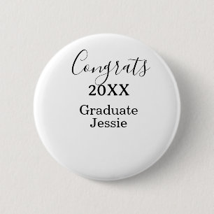 Eenvoudige afstudeer felicitaties minimaal toevoeg ronde button 5,7 cm