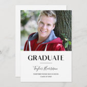 Eenvoudige afstudeerceremonie Zwart & Wit 2023 Afs Kaart (Voorkant / Achterkant)