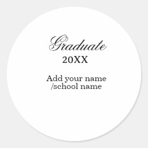 Eenvoudige afstudeerfelicitaties minimaal toevoege ronde sticker