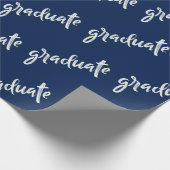 Eenvoudige Afstuderen Blauw en Witte Graduparty Cadeaupapier (Hoek)