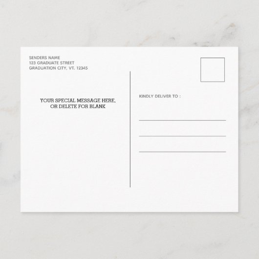 Eenvoudige Afstuderen Foto slaat het Afstuderen Da Aankondigingskaart (Achterkant)