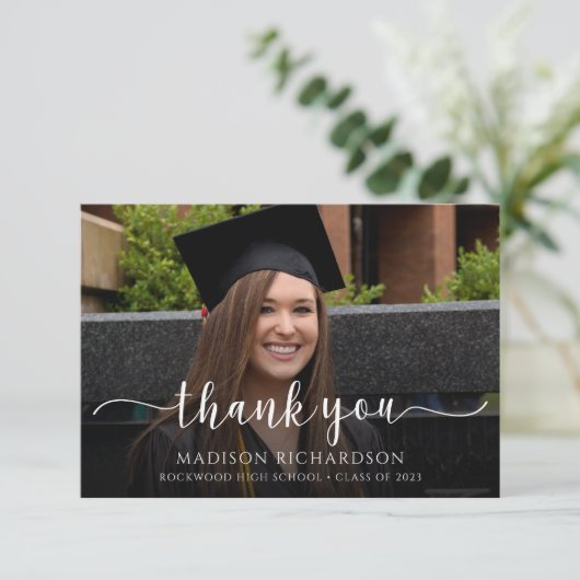 Eenvoudige Afstuderen voor modern script Bedankkaart (Staand voorkant)
