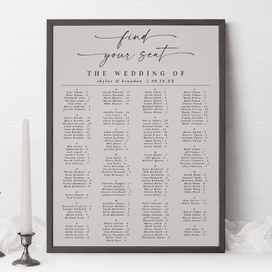 Eenvoudige alfabetische weduwenkaart voor ivoor poster