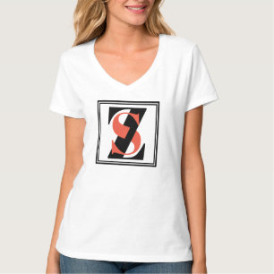 Eenvoudige alfabettekst rood zwart ontwerp T-shirt