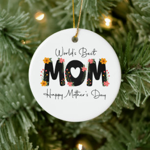 Eenvoudige Allerbeste Moeder Moederdag Calligrafie Keramisch Ornament