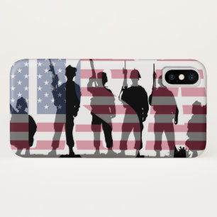 Eenvoudige Amerikaanse vlag met soldaten iPhone X Hoesje