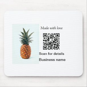 Eenvoudige ananas fruit voedsel q r code bedrijfsd muismat