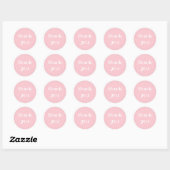 Eenvoudige appreciatie Roze & Wit Dank u Rond Ronde Sticker (Vel)
