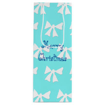 Eenvoudige Aqua Blue en White Bow Pattern-tas met 