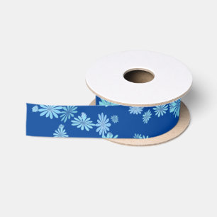 Eenvoudige Aqua en Olympische Blauwe Snowflake Rib Lint