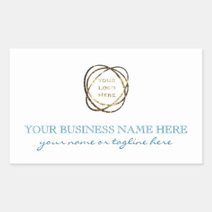 Eenvoudige Aqua Turquoise Toevoegen Business Logo  Rechthoekige Sticker