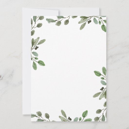 Eenvoudige Aquarel Groene Tinten en Gouden Foto Save The Date (Achterkant)