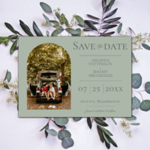 Eenvoudige Arch-foto   Sage Green Save the Date