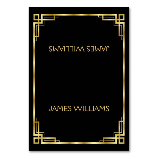 Eenvoudige Art Deco Zwart en Goud Place Card Kaart (Voorkant)