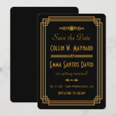 Eenvoudige Art Deco Zwarte Save The Date (Voorkant / Achterkant)