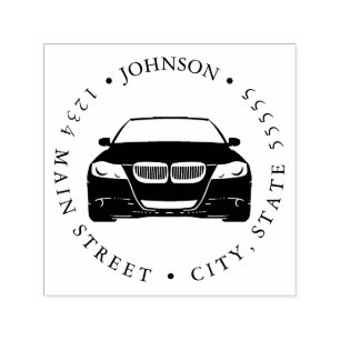 Eenvoudige Auto Cartoon Illustratie Retourlabel Zelfinktende Stempel