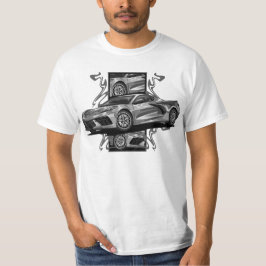 Eenvoudige autoschets t-shirt