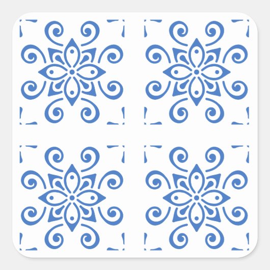 Eenvoudige Azulejo Vierkante Sticker (Voorkant)
